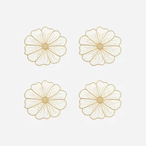 Anemone Coaster White & Gold - Set of 4