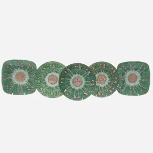Antique Cabbage & Butterfly Square Plates - Set of 5