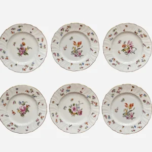 Antique Floral Dessert Plate - Set of 6