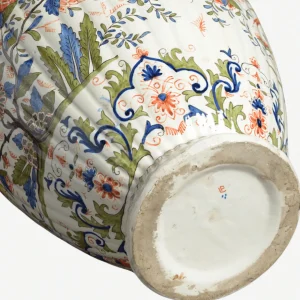 Antique Polychrome Delft Vase & Cover