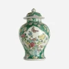 Antique Polychrome Ginger Jar with Birds and Peonies