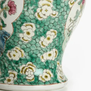 Antique Polychrome Ginger Jar with Birds and Peonies