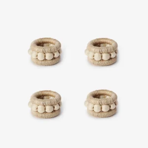Berry Napkin Ring Flax - Set of 4