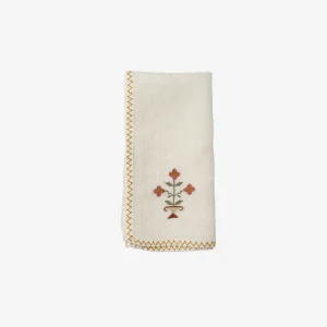 Bouquet Embroidered Napkin - Rosewood