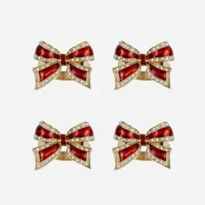 Bow Napkin Ring Ruby - Set of 4
