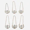Cased Porcelain & Silver Decanter Labels - Set of 6