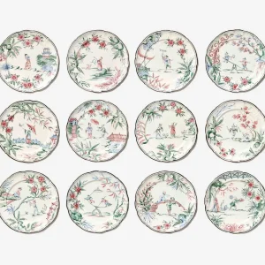 Chinoiserie Dessert Plates  - Set of 12