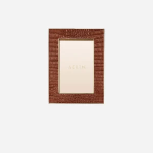 Classic Croc Leather Frame 4x6 - Chestnut
