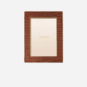 Classic Croc Leather Frame 5x7 - Chestnut