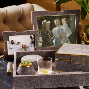 Classic Shagreen Serving Tray - Chocolate