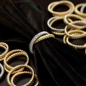 Deco Twist Plated Napkin Ring - Set of 4