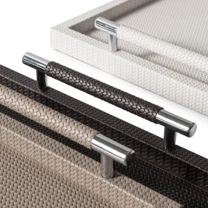 Dedalo Square Leather Tray Ivory