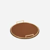 Defile Large Round Leather Tray Bronze