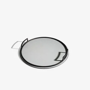 Defile Large Round Leather Tray Grey