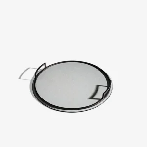 Defile Medium Round Leather Tray Grey