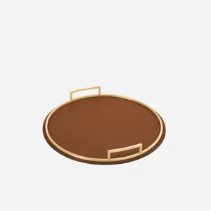 Defile Medium Round Leather Tray Bronze