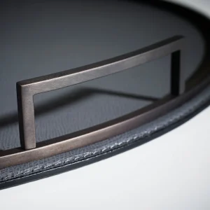 Defile Medium Round Leather Tray Royal Blue Bronze