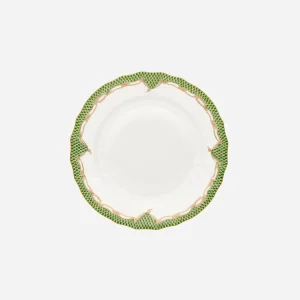 Fish Scale Green & Gold Dinner Plate Rocaille