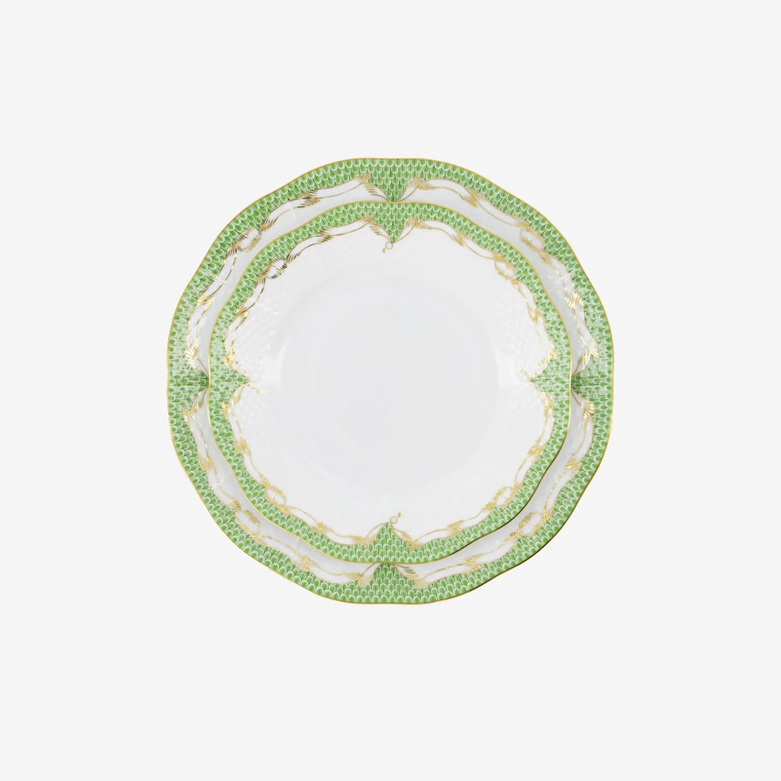 fish_scale_green__gold_di_1.webp Fish Scale Green & Gold Dinner Plate