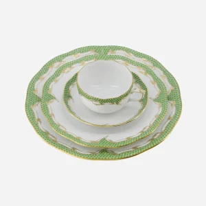 Fish Scale Green & Gold Dinner Plate
