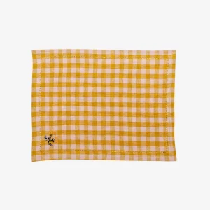 Gingham Embroidered Napkin Mustard