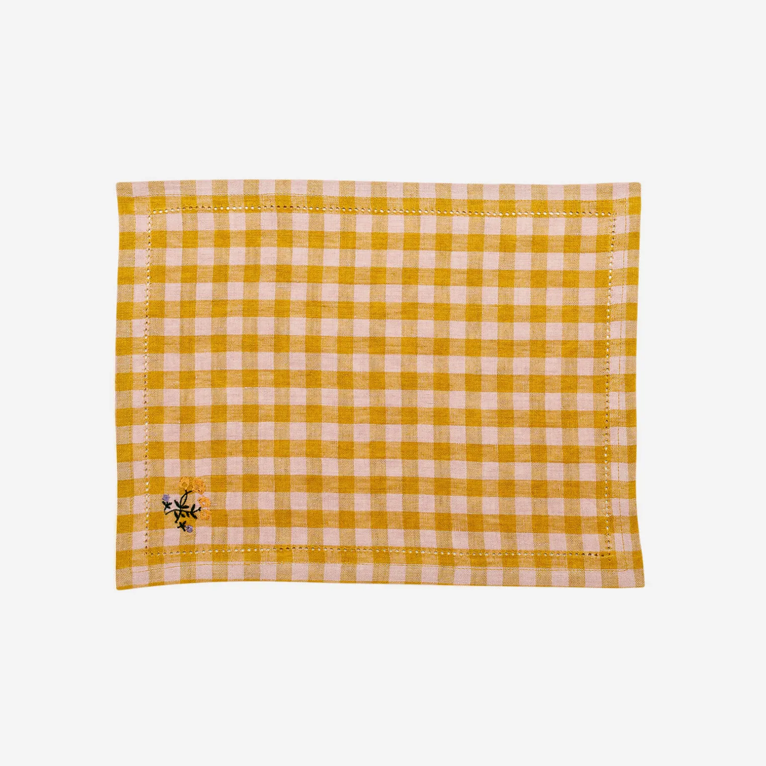 gingham_embroidered_napki_3.webp Gingham Embroidered Napkin Mustard
