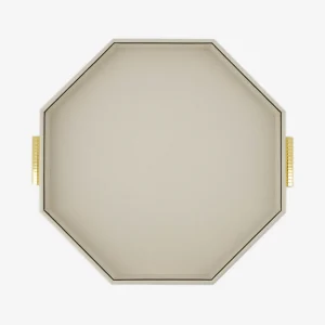 Grace Octagonal Leather Tray Ivory