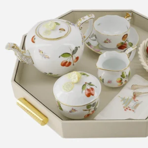 Grace Octagonal Leather Tray Ivory