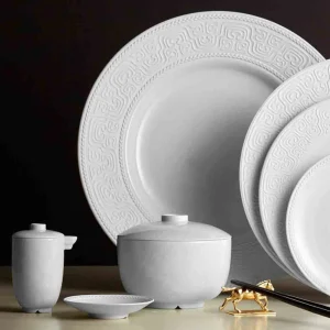 Han White Rice Bowl with Lid