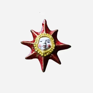 Hand-Painted Ceramic Sun Ornament