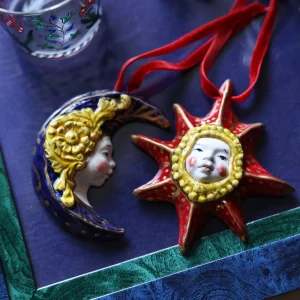 Hand-Painted Ceramic Sun Ornament