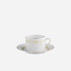 Iris Tea Cup & Saucer Gold