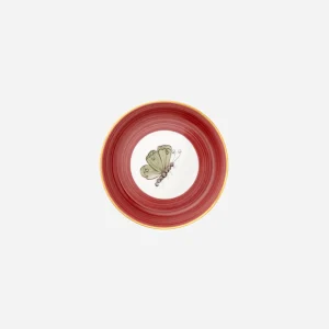Jardins d’Udaipur Butterfly Bread Plate - Berry Red
