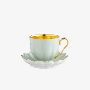 Melon Teacup & Saucer Celadon