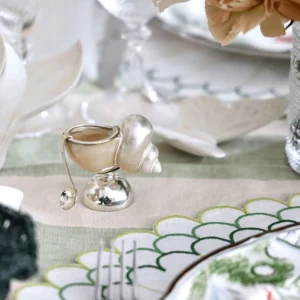 Mother of Pearl & Silver Shell Salt Cellar with Spoon