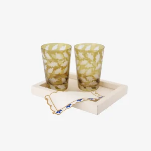 Oak Leaves Large Tumbler Taupe - Set of 2