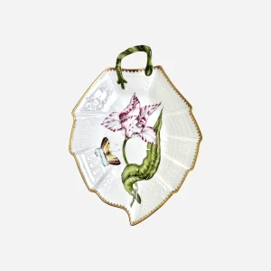Old Master Magenta Tulips Leaf Dish