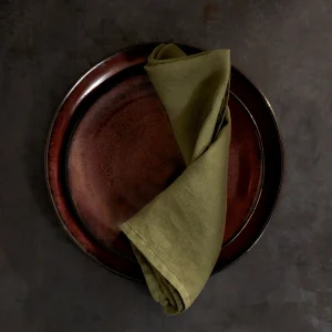 Olive Linen Sateen Napkins - Set of 4