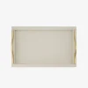 Onda Rectangular Leather Tray Ivory