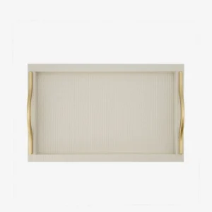 Onda Rectangular Leather Tray Ivory