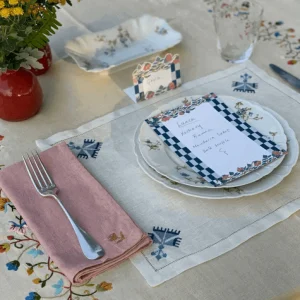 Ottoman Carnation Placemat - Blue