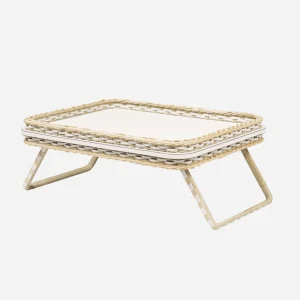 Reims Leather & Rattan Bed Tray White