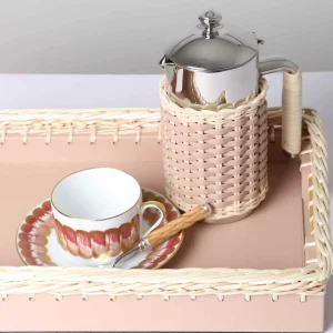 Rennes Leather & Rattan Carafe - Cipria