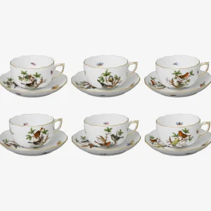 Rothschild Bird Teacup & Saucer - Set of 6