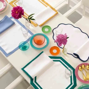 Set of Four Border Napkins Oat