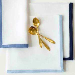 Set of Four Border Napkins Ice Blue