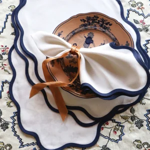 Set of Four Sapphire Scallop Napkins