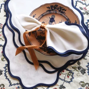 Set of Four Sapphire Scallop Placemats