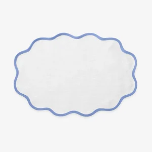 Set of Four Sky Blue Scallop Placemats