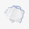 Set of Four Sky Blue Scallop Napkins